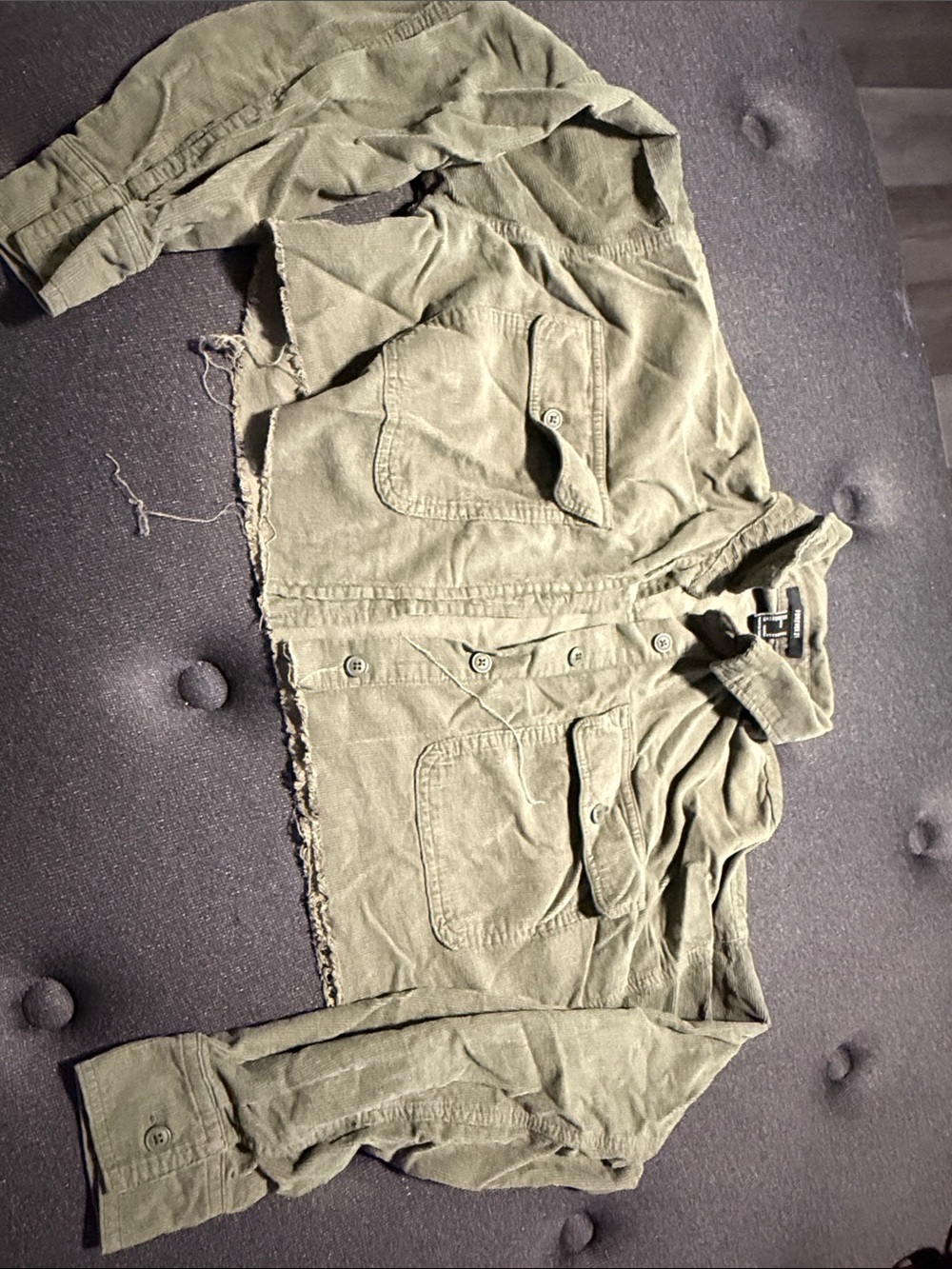 Forever 21 Olive Green Cropped Button-Up Utility Jacket